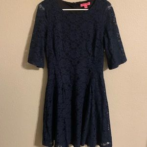 Betsey Johnson navy lace fit to flare dress 14